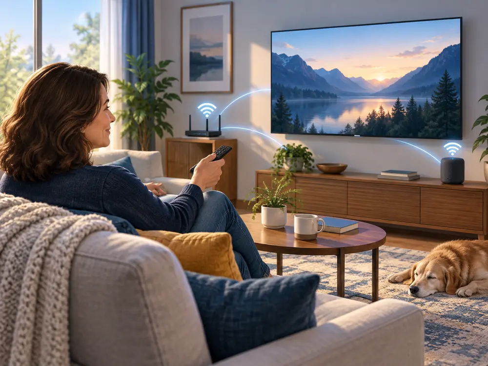 A comfortable home television and entertainment setup